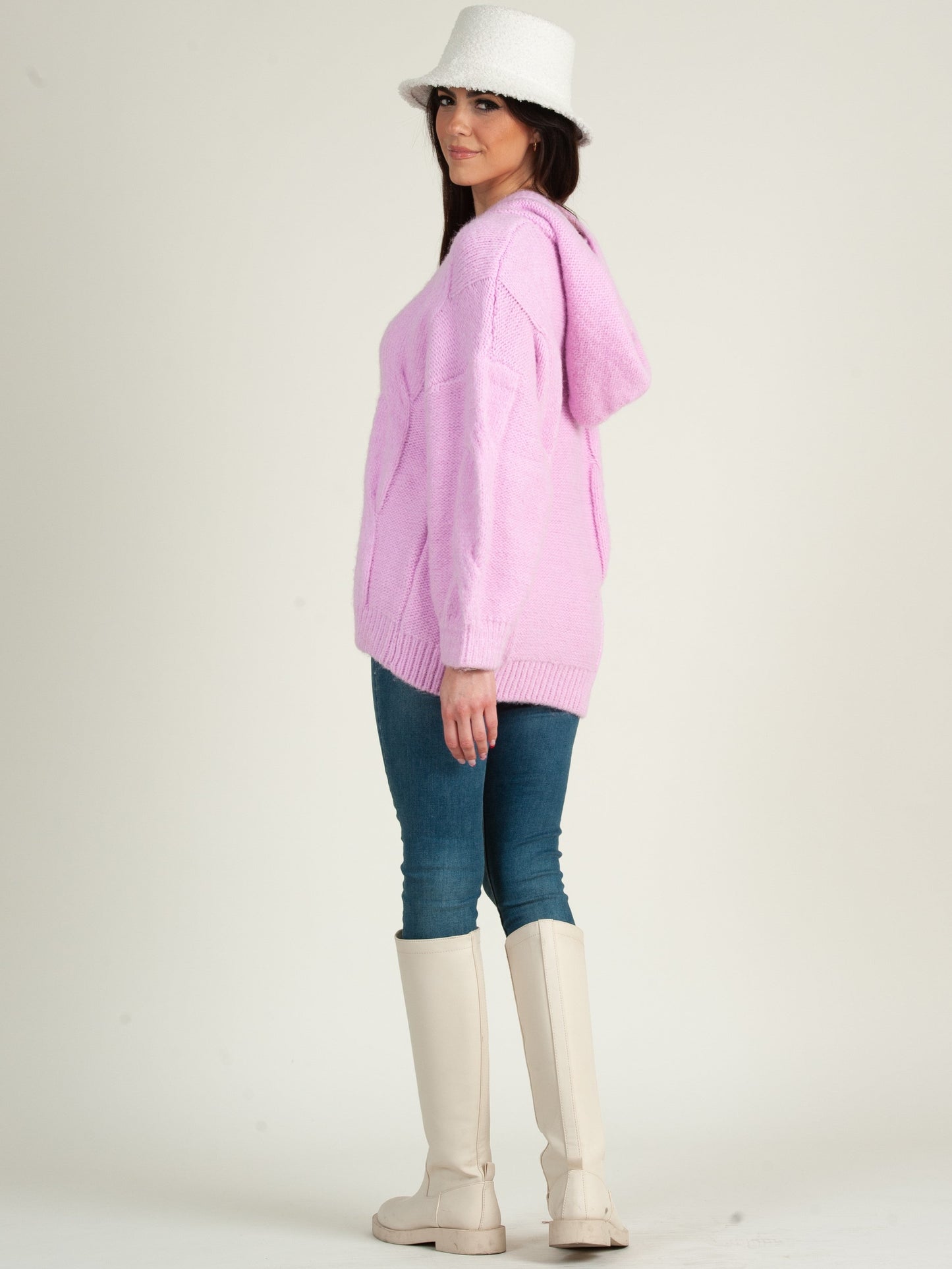 Women’s Cable Knit Sweater with Hood