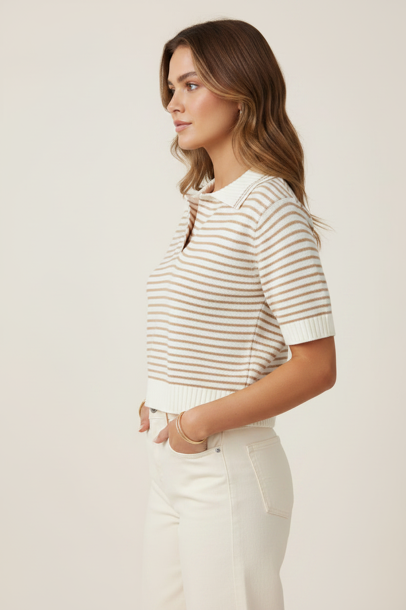 Women’s Sweater Collared Striped Shirt