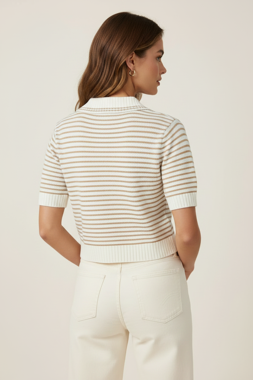 Women’s Sweater Collared Striped Shirt