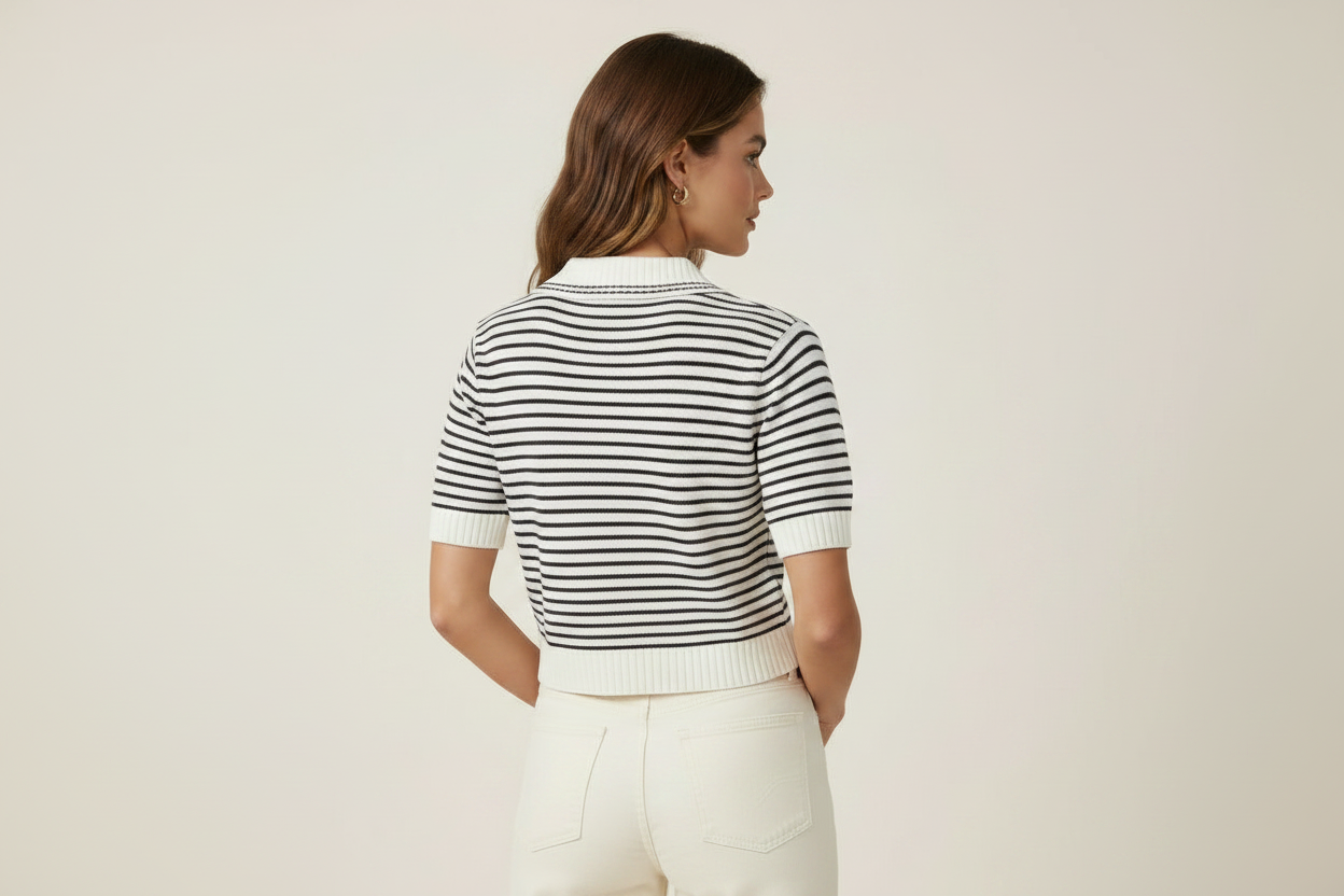 Women’s Sweater Collared Striped Shirt