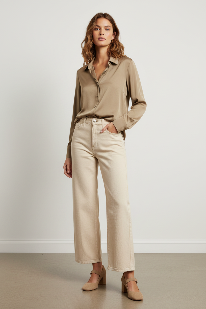 Women’s Satin Button Up Shirt