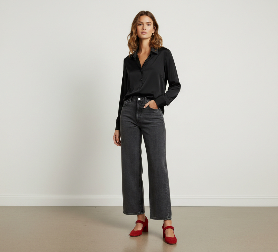 Women’s Satin Button Up Shirt