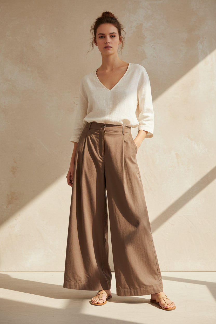 Women’s Front Pleat Wide Leg Pants