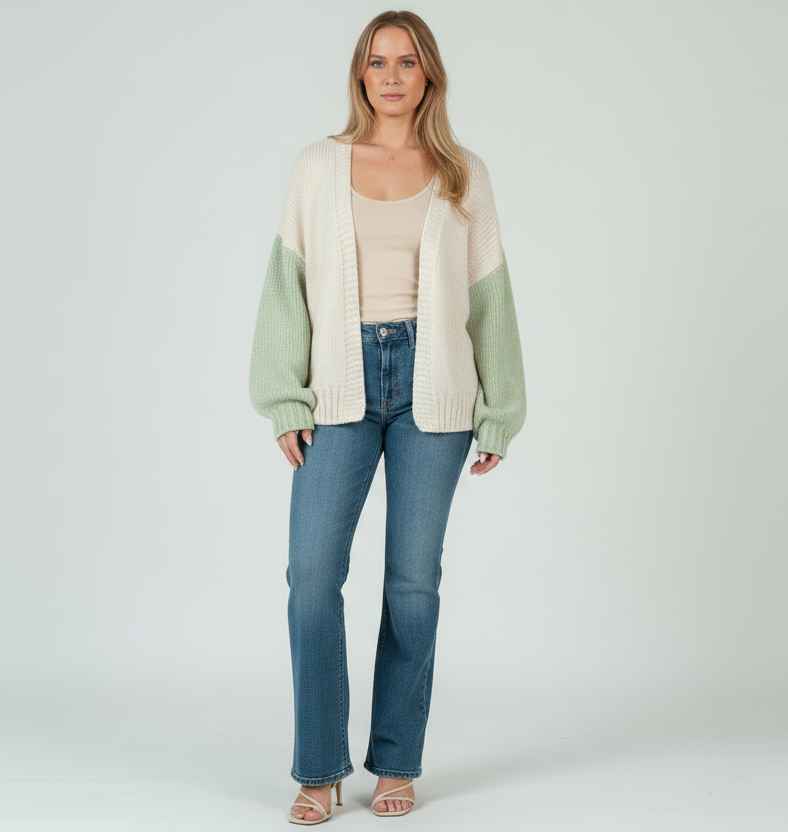 Women’s Hand Knitted Color Block Cardigan