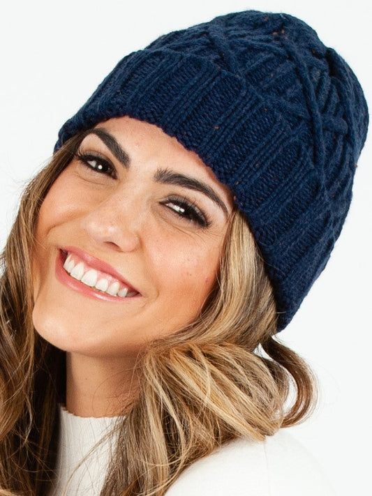 Women’s Cross Cable Knit Beanie