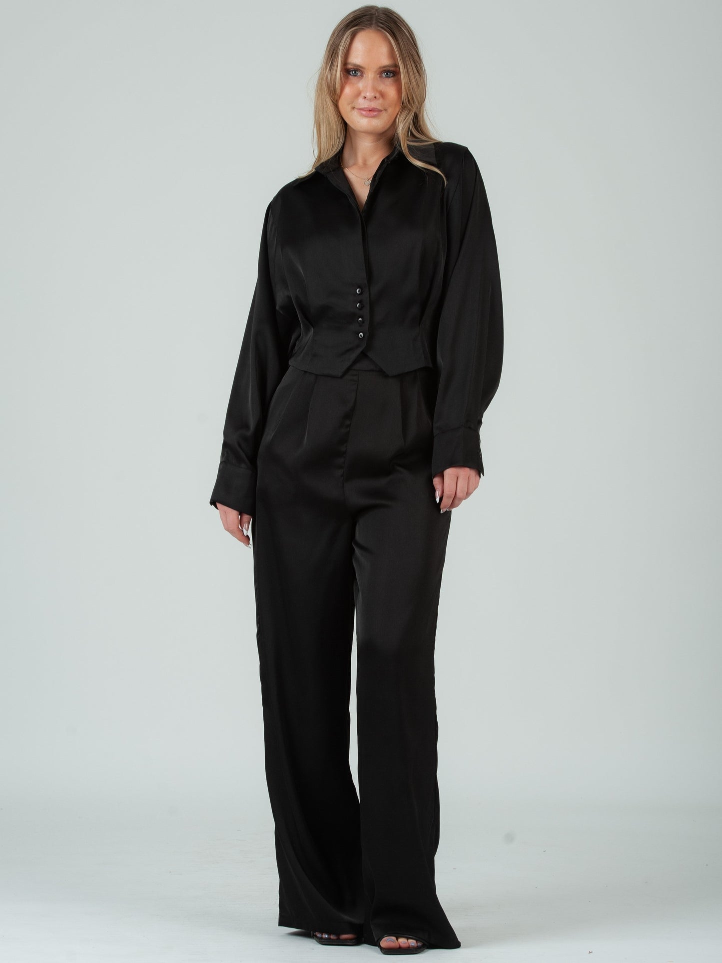 Women’s Satin Tuxedo Blouse