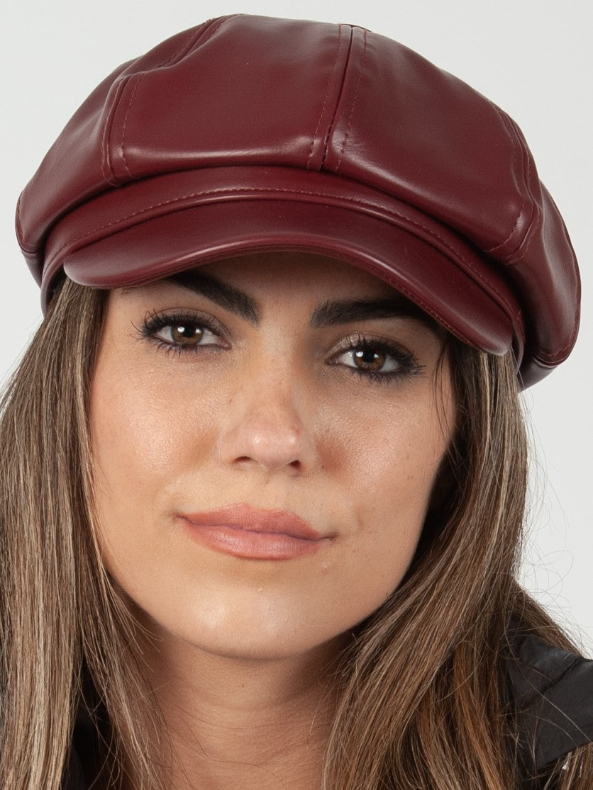 Women’s Faux Leather Newsie Cap