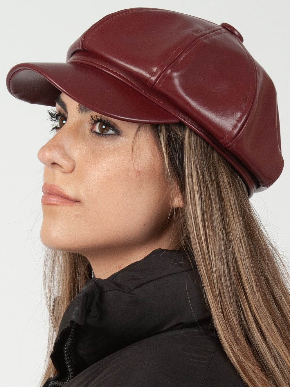 Women’s Faux Leather Newsie Cap