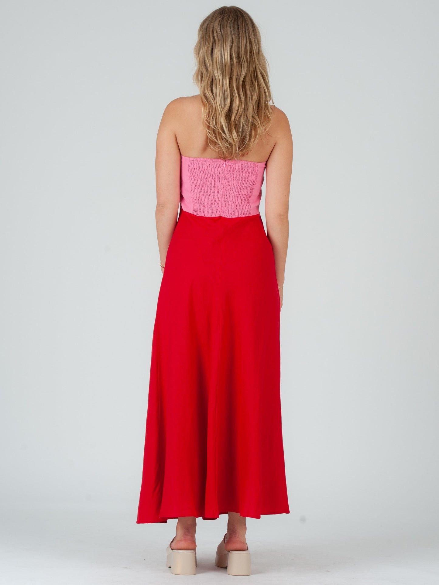 Women’s Color Block Strapless Dress