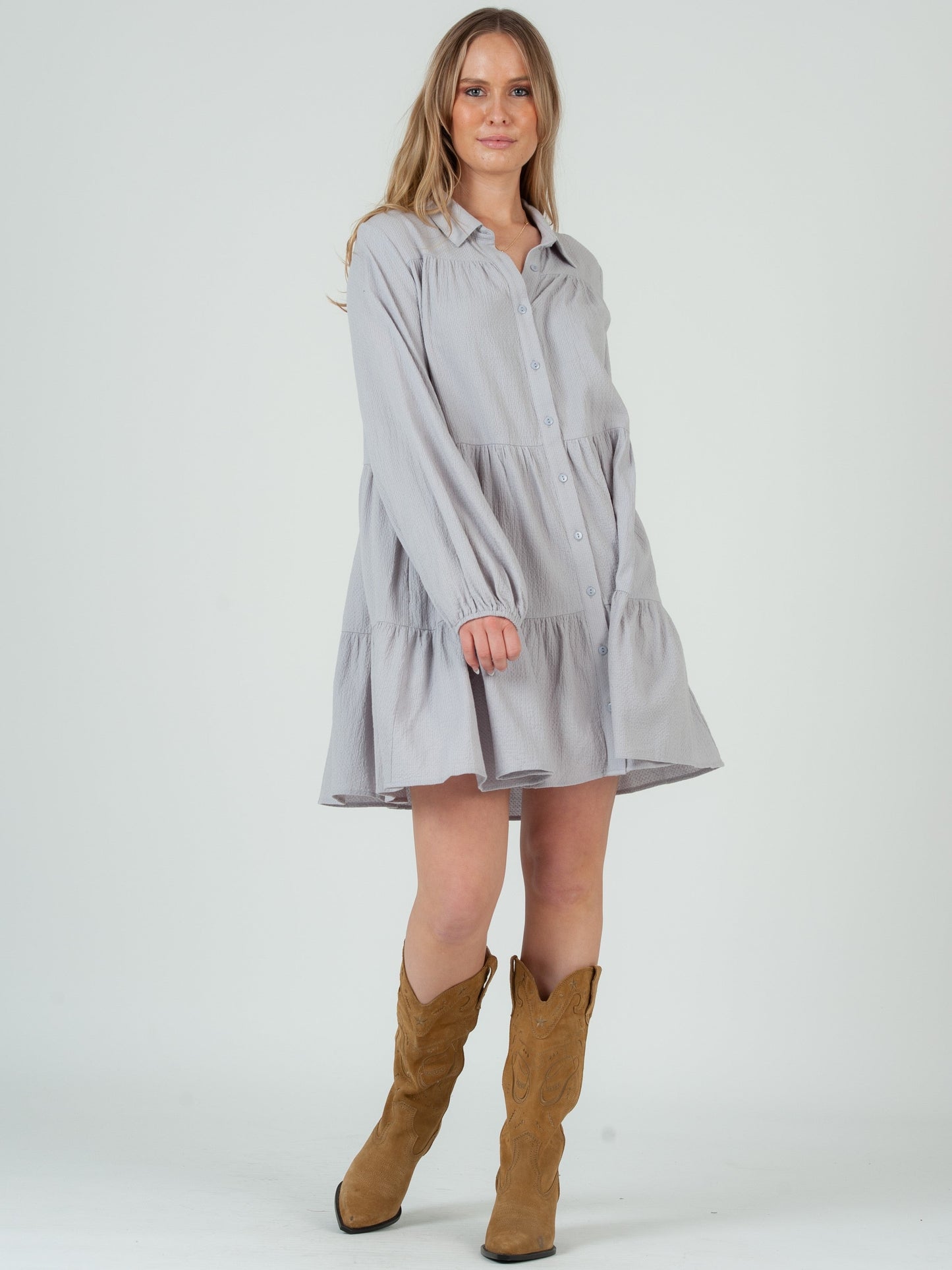 Women’s Cotton Tiered Shirt Dress