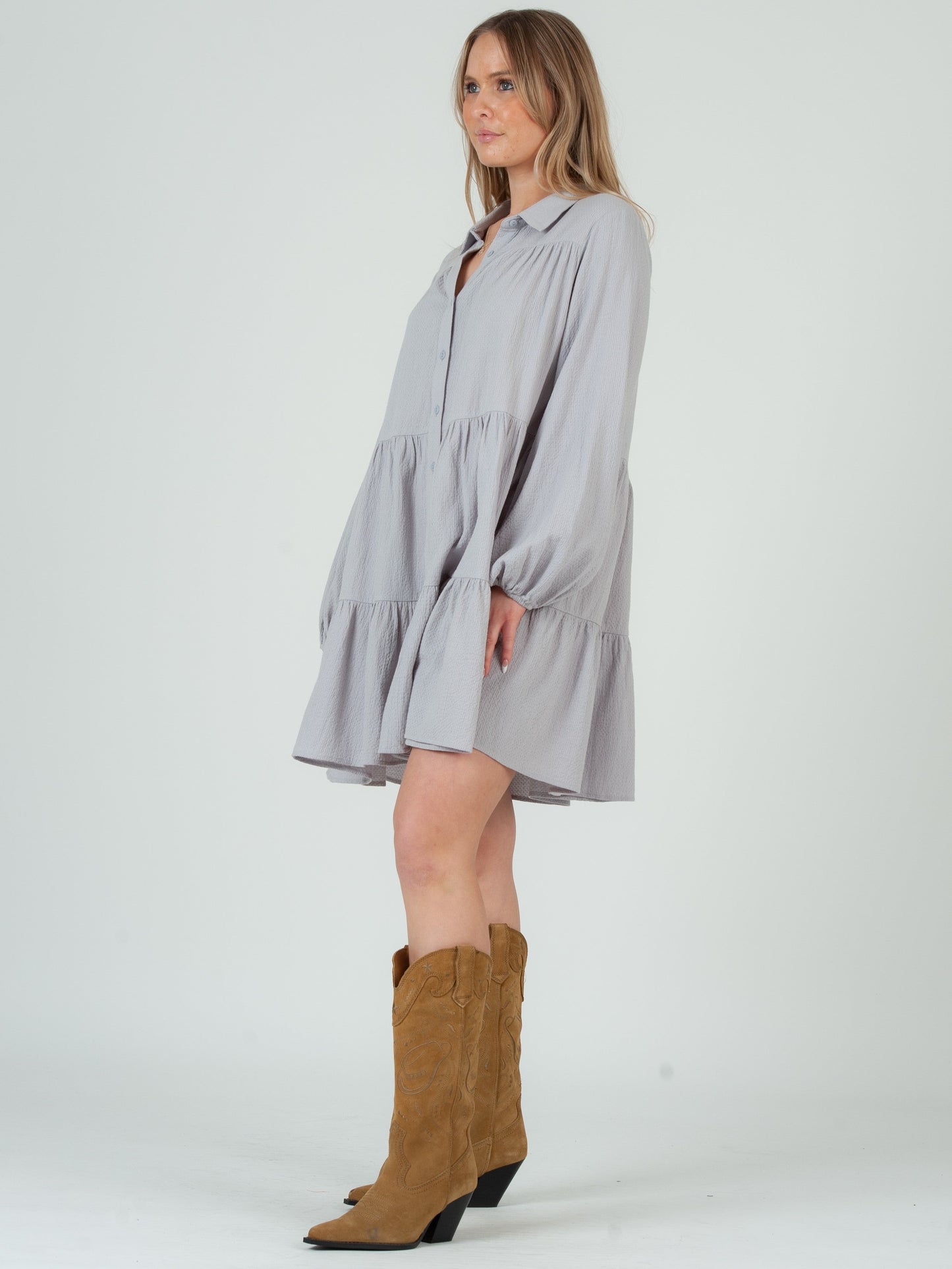 Women’s Cotton Tiered Shirt Dress