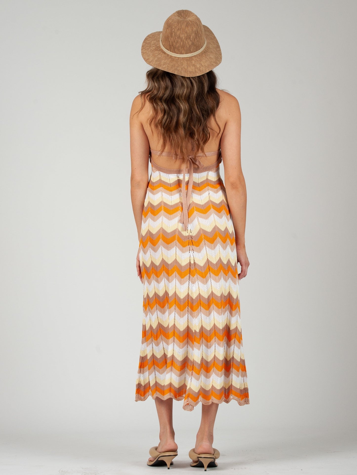 Women’s Rayon Chevron Crochet Halter Dress