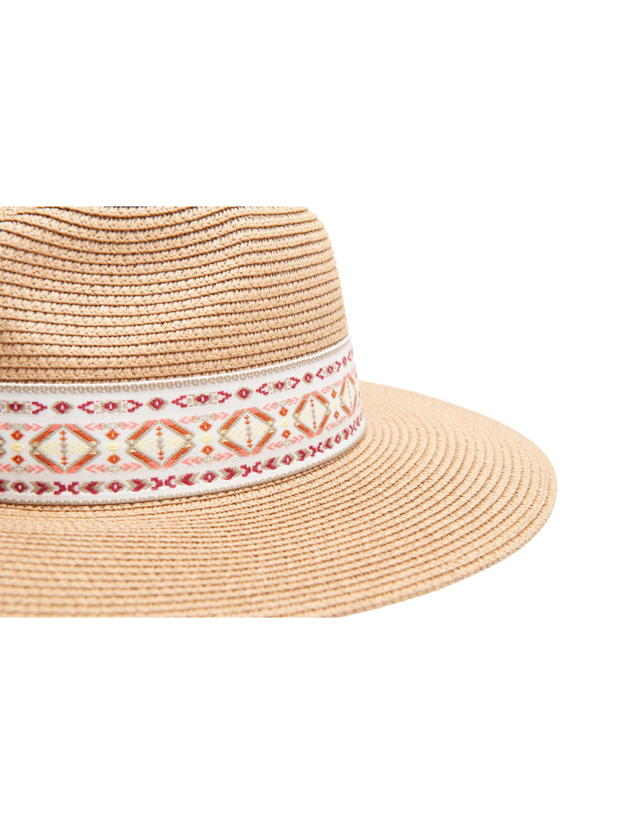 Women’s Raffia Sun Hat with Tribal Ribbon