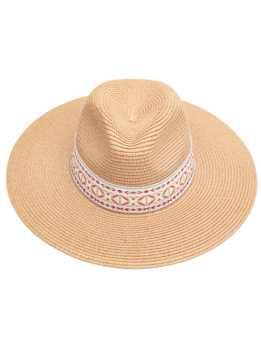 Women’s Raffia Sun Hat with Tribal Ribbon