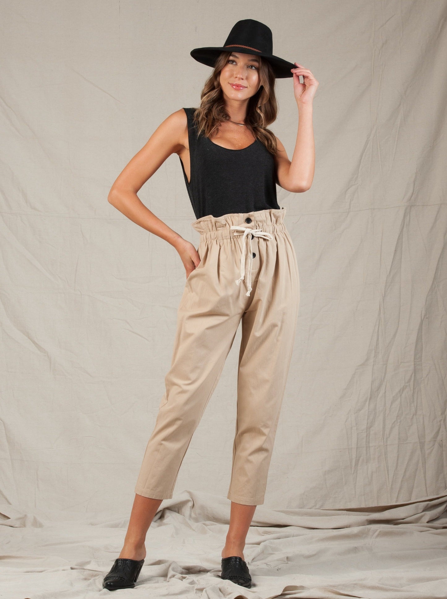 Women’s Paper Bag Waist Crop Pants