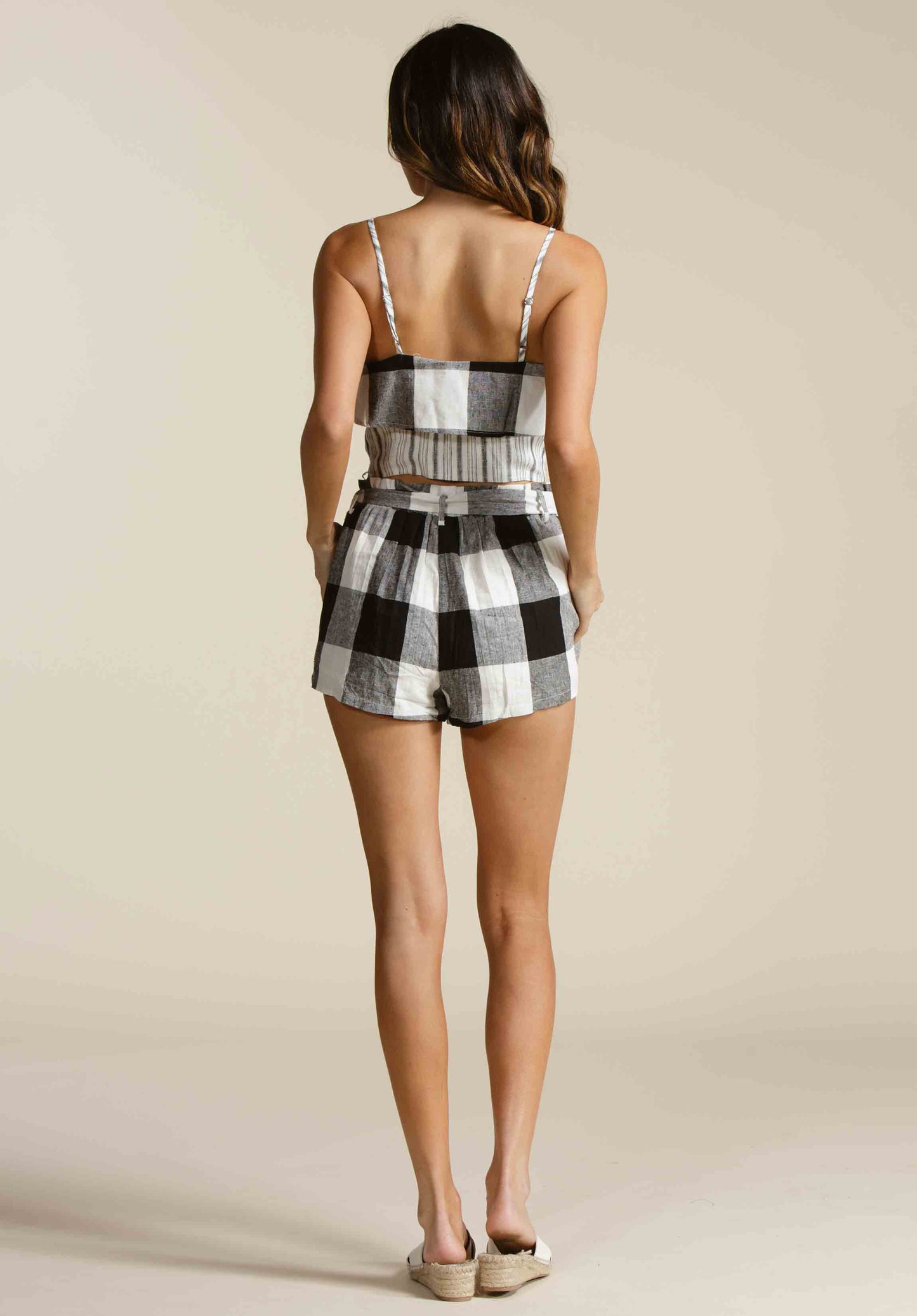 Women’s Linen Checkered Shorts