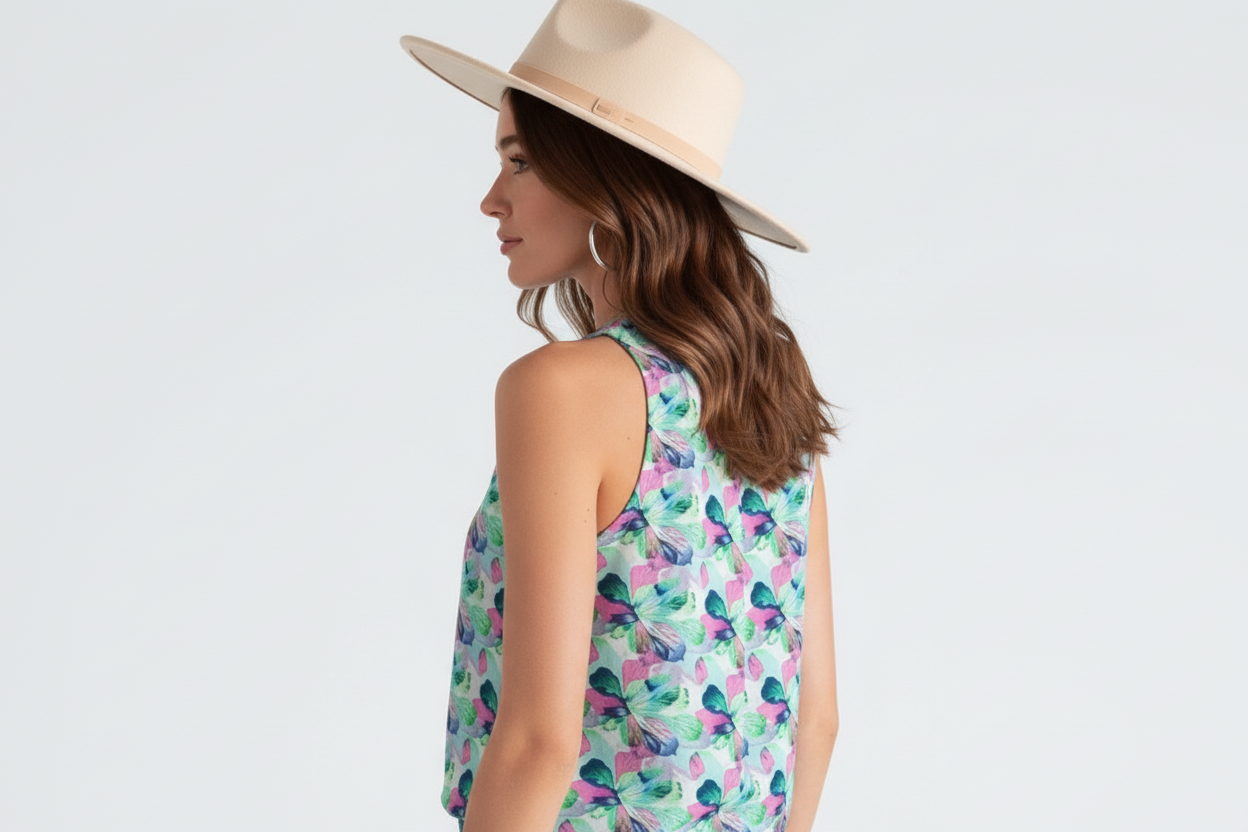 Women’s Floral Surplice Sleeveless Blouse