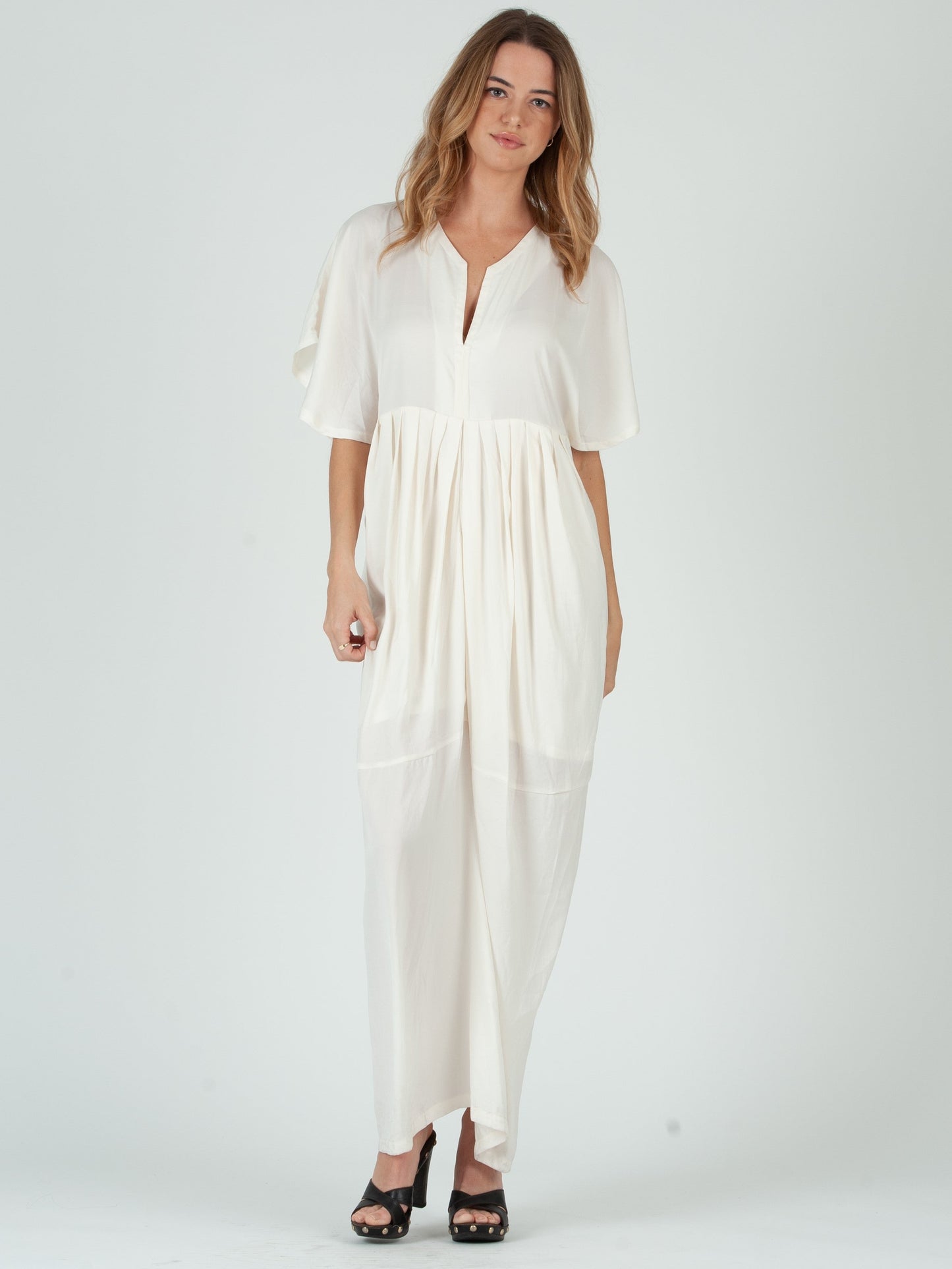 Women’s Satin Pleated Maxi Dress