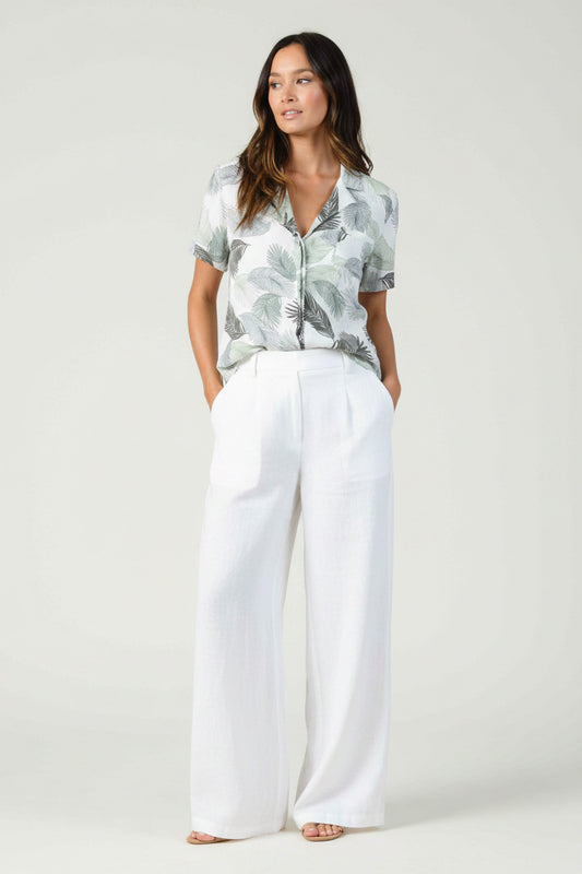 Women’s Rayon Palm Printed Short Sleeve Top
