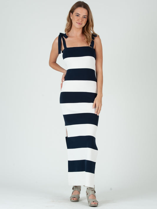Women's Striped Knit Maxi Dress