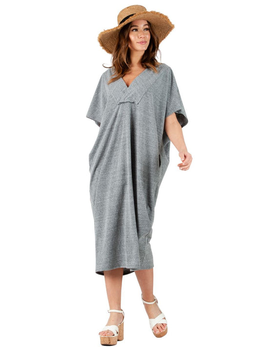 NAMASTE KNIT MAXI DRESS-HEATHER GREY