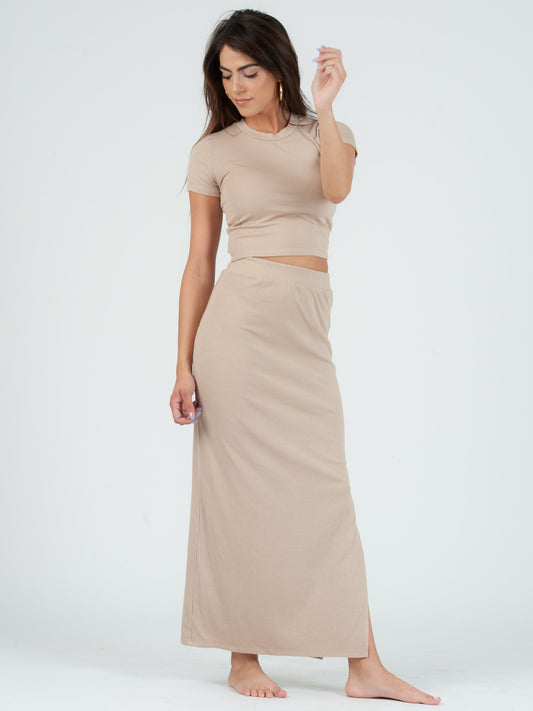 KENDALL PENCIL SKIRT-SAND