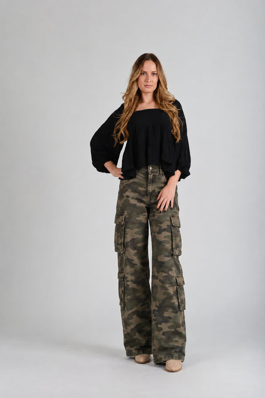 Women's Black Tier Boho Top