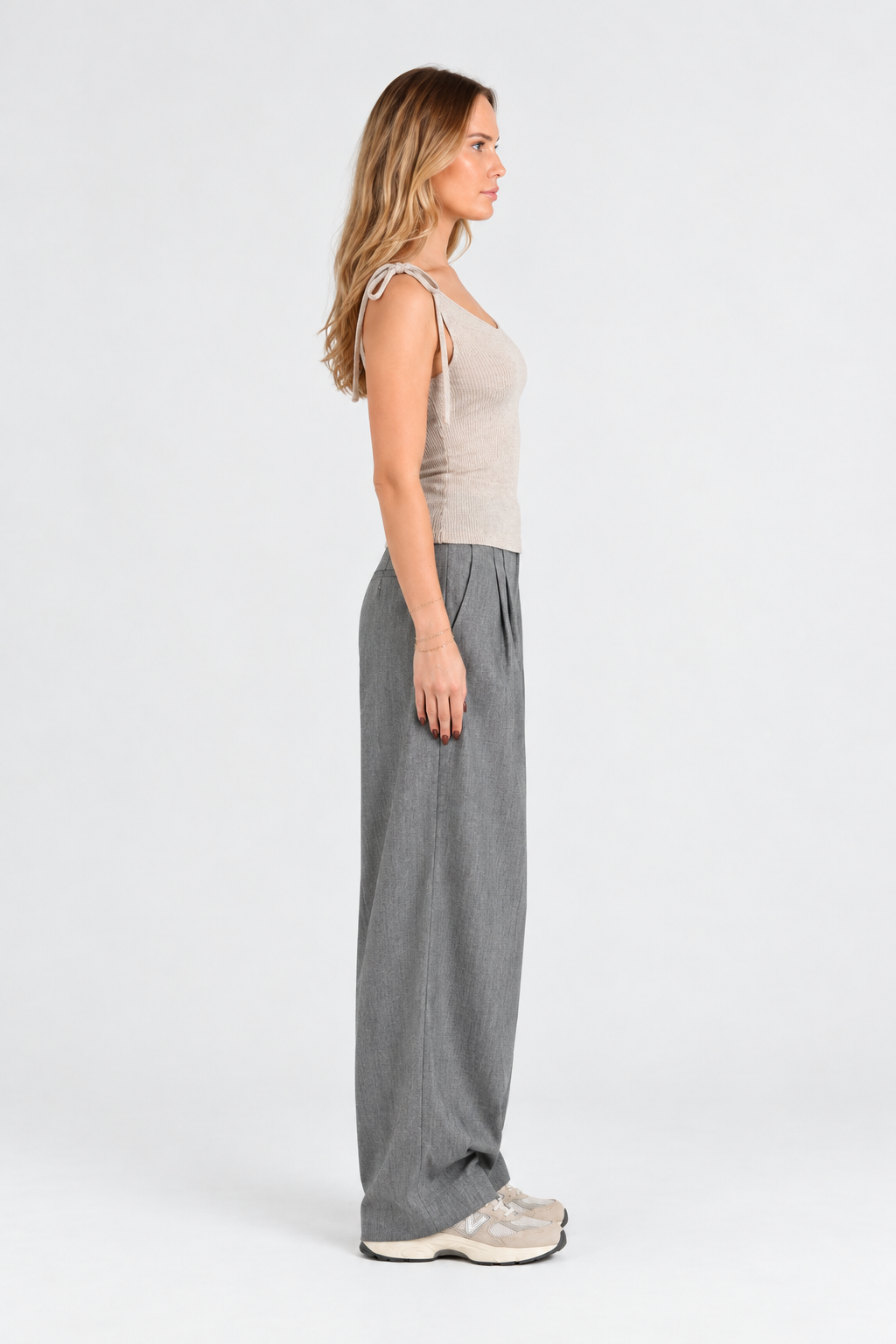 Women's Tie Strap Ribbed Tank Top